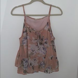 Altar’d State Floral Babydoll Tank Top Blouse